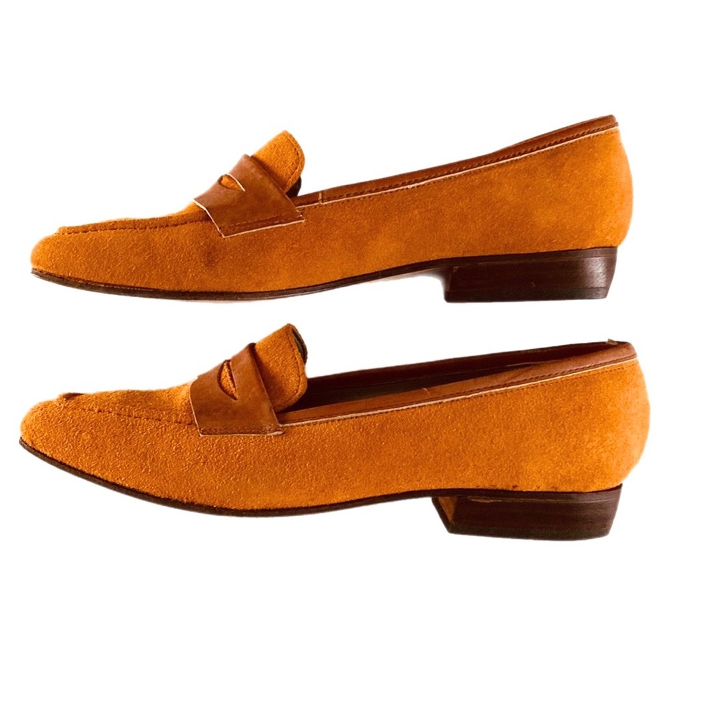 Vintage STUDIO OLYMPIA ochre genuine suede Loafers slip-on shoes. - Picture 7 of 15